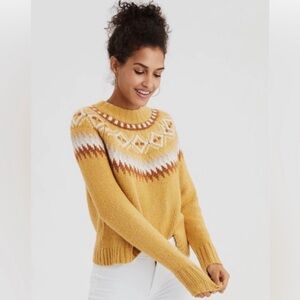 American Eagle Yellow Fair Isle Sweater Large